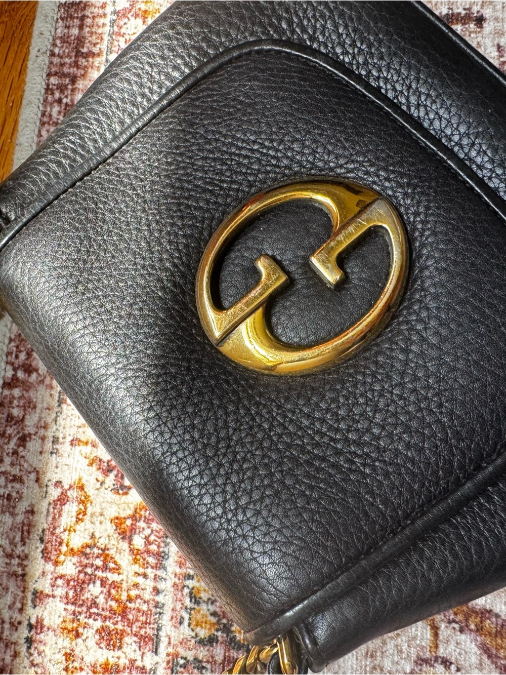 Gucci Black Leather Crossbody with Gold Double-G Hardware - Picture 3 of 6